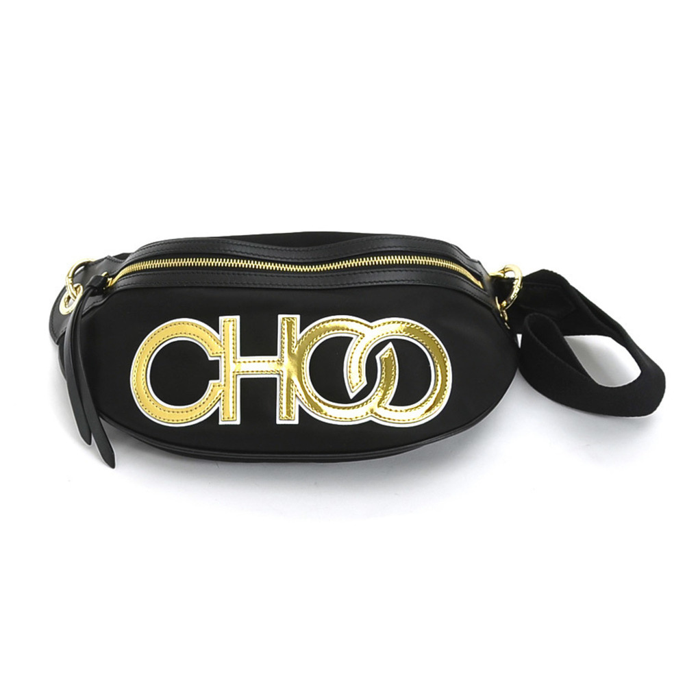 Jimmy Choo Waist Bag Body Nylon Black Ladies Gem